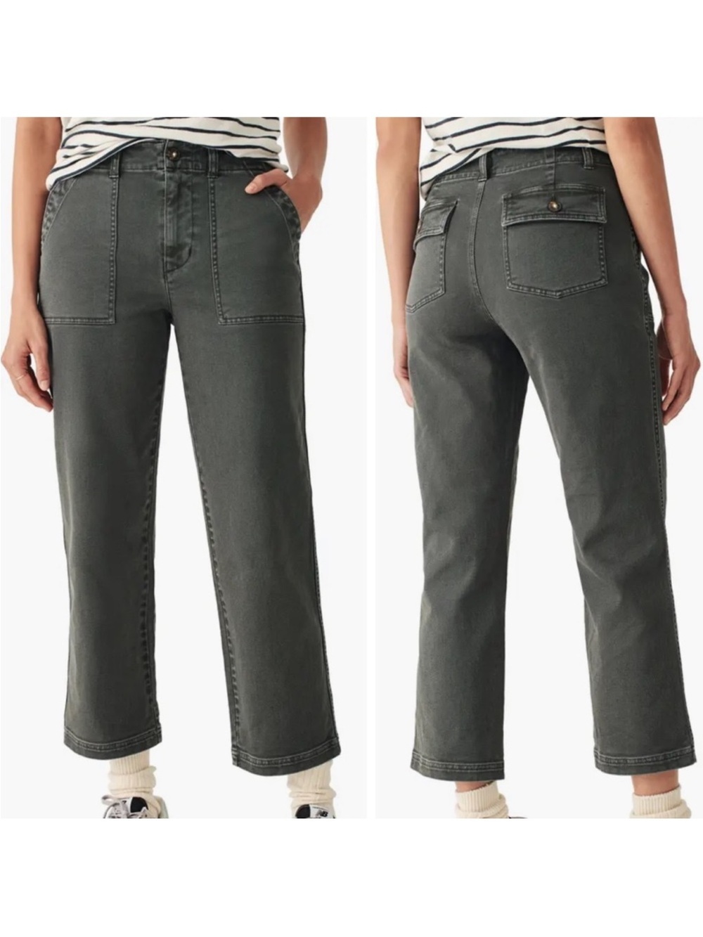 Faherty Gray Organic Cotton Utility Barrel Leg Pants Size 29
